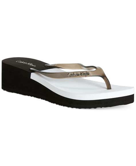 calvin klein wedge flip flops